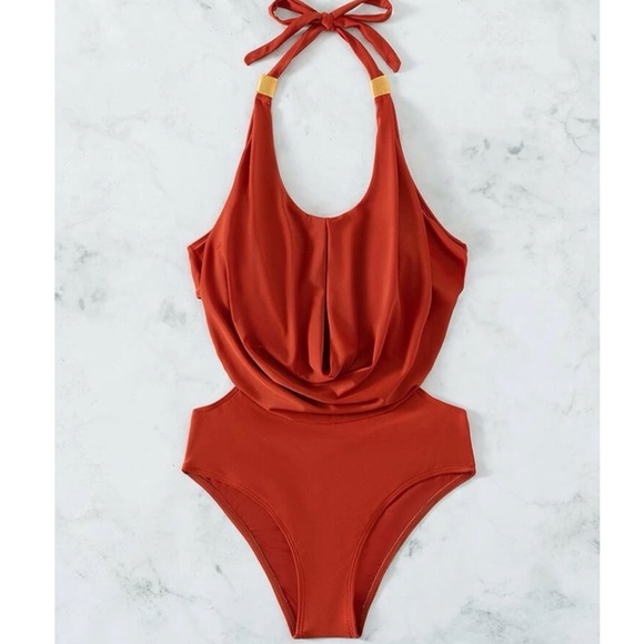 Cowl Neckline One Piece Swimsuit - Picture 2 of 3